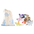 Le Toy Van Petilou Andes Stacking Animals comes with a drawstring pouch for easy cleanup