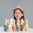 Child with Tenderleaf Birdie Skittles Bowling Set