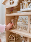 close up of Qtoys Classic Wooden Dollhouse