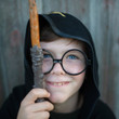 Great Pretenders Black Wizard Cloak with Glasses Kids Hooded Robe Costume Set - image 9
