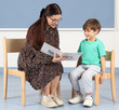 low wooden teacher chair