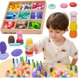 Wooden Loose Parts Rainbow Tray Set 4