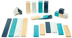 Tegu Magnetic Wooden Block - 24 Piece Blues Set