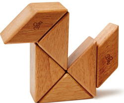 Tegu Pocket Pouch Prism - Magnetic Travel Blocks  - Mahogany