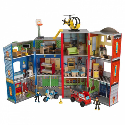 everyday heroes police and fire station set