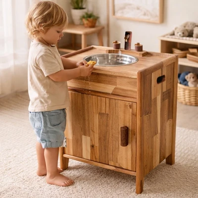 qtoys natural wooden sink