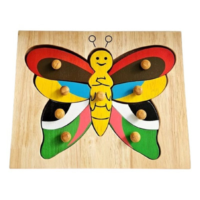 wooden butterfly peg puzzle