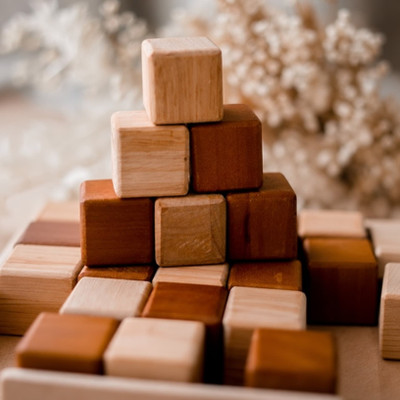 qtoys natural two toned block set