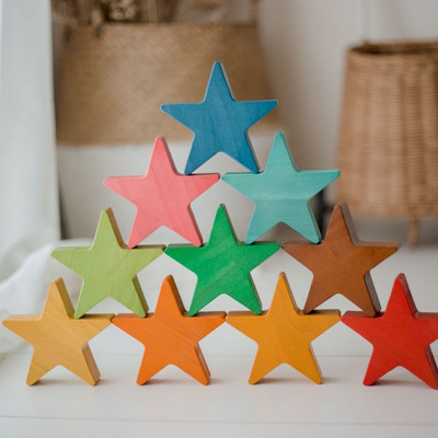 Qtoys Wooden Stars set of 10
