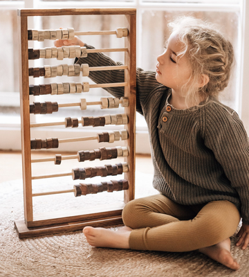 qtoys wooden tree abacus with girl
