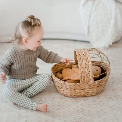 qtoys jute doll cradle