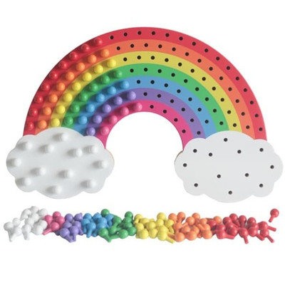 wooden rainbow pegboard activity
