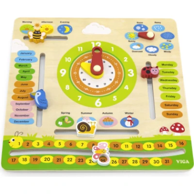 viga clock and calendar wooden board learning toy