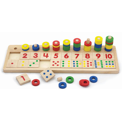 Viga Count and Match Numbers Montessori Puzzle Primary Colours