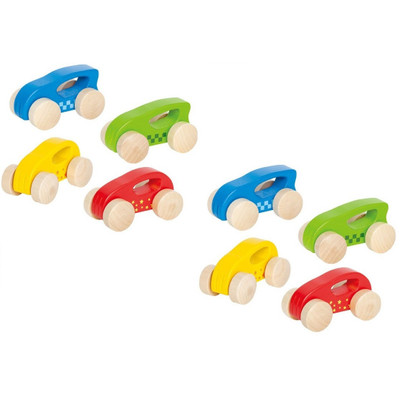 hape mini wooden car set