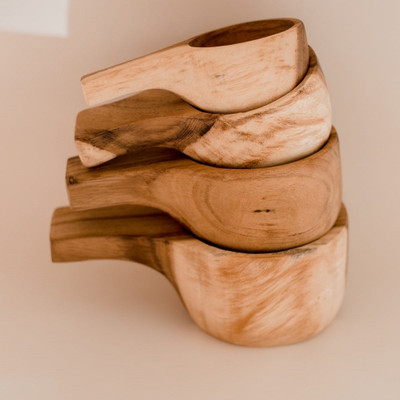 Qtoys Wooden Measuring Cups: 20cm, 18cm, 16cm, and 14cm