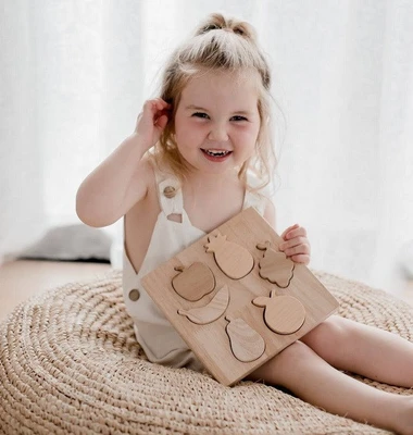qtoys wooden fruit shape puzzle