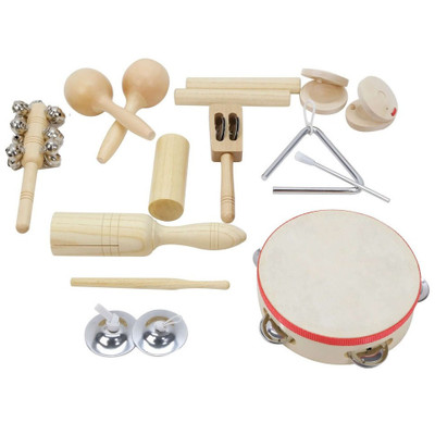 Natural Wooden Percussion Set - 11 Instruments