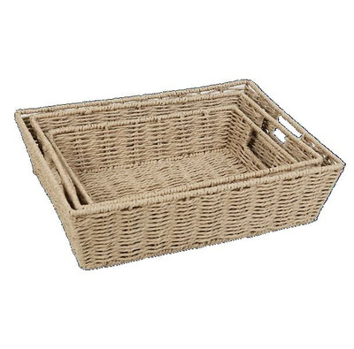 Rectangular Wicker Storage Baskets Large - Set of 3