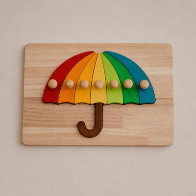 wooden umbrella peg puzzle