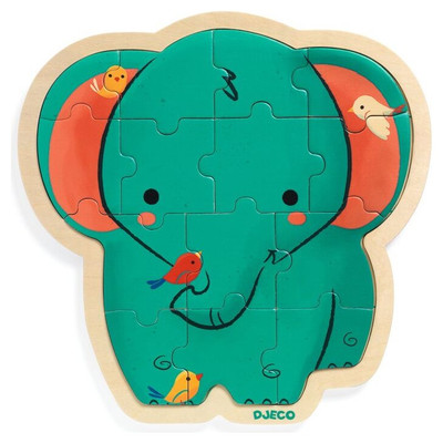 Djeco Elephant 14pc Puzzlo Wooden Puzzle - image 4