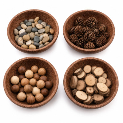 wooden coconut bowls for loose play parts