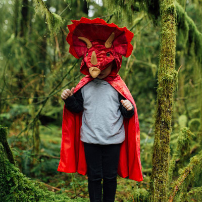 Great Pretenders Red Triceratops Hooded Cape