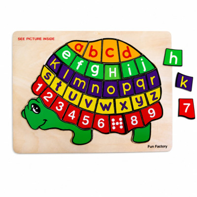 Fun Factory Turtle Raised Wooden Puzzle Letters 