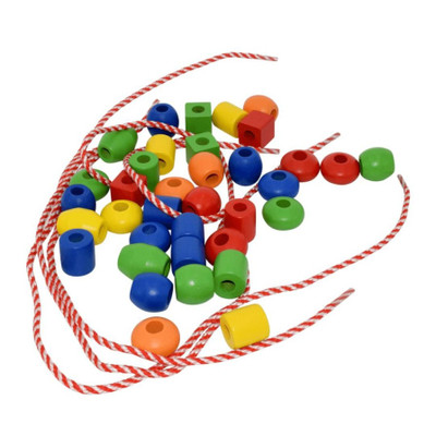 fun factory lacing beads in a jar