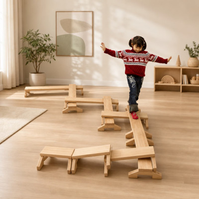 bamboo balance beam play set