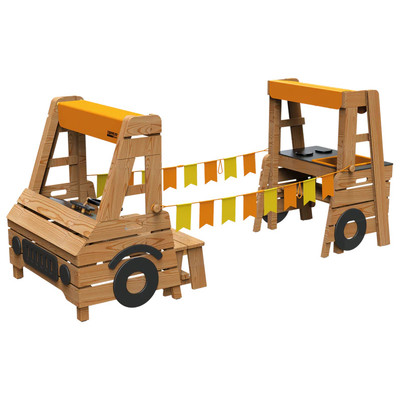 Wooden Playground Car with Kitchen - Outdoor Play Equipment