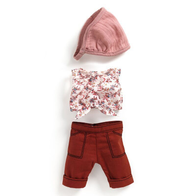 Djeco Lovely Doll Outfit Burgundy Pants, Top and Hairband