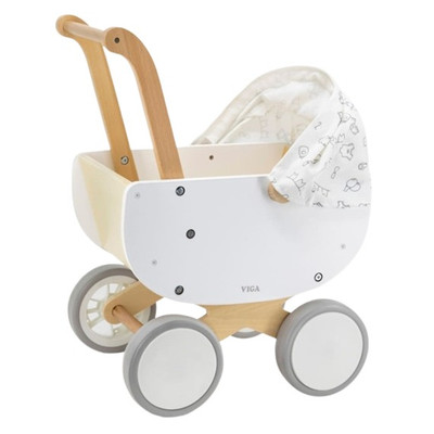viga white wooden unisex doll pram