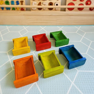 colourful bamboo sorting containers