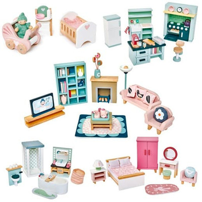 Tenderleaf Complete Dolls House Room Furniture Set