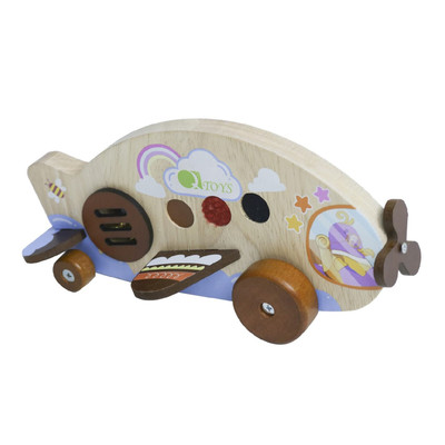 qtoy sensory wooden toy plane