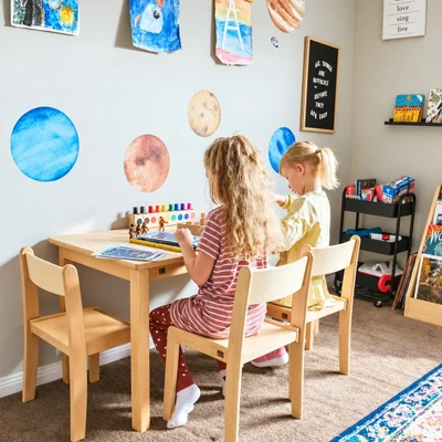  Rectangle Montessori Table & Chairs with children learning