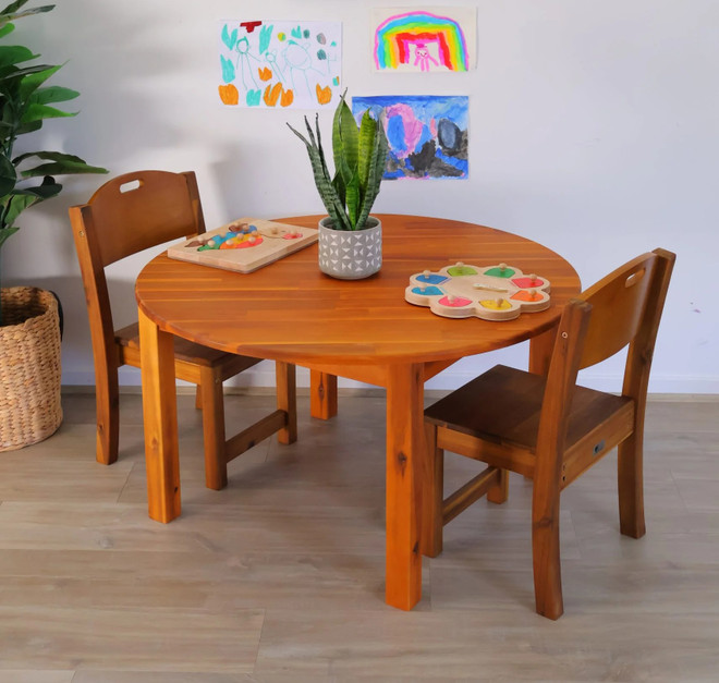 Qtoys Acacia Round Kids Table & Chairs - Large-product-main_image -product-main_image
