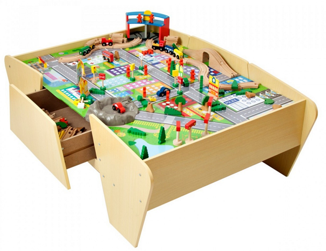 hape jungle play & train activity table