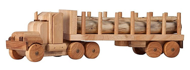 wooden log truck toy