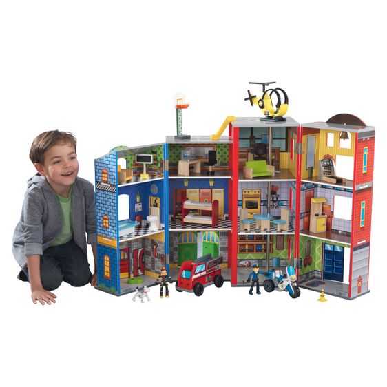 kidkraft police and fire station toy