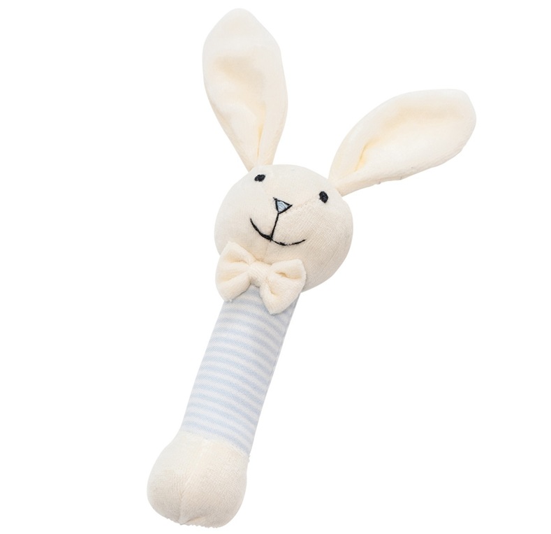 jo jo bunny stripe stick rattle blue
