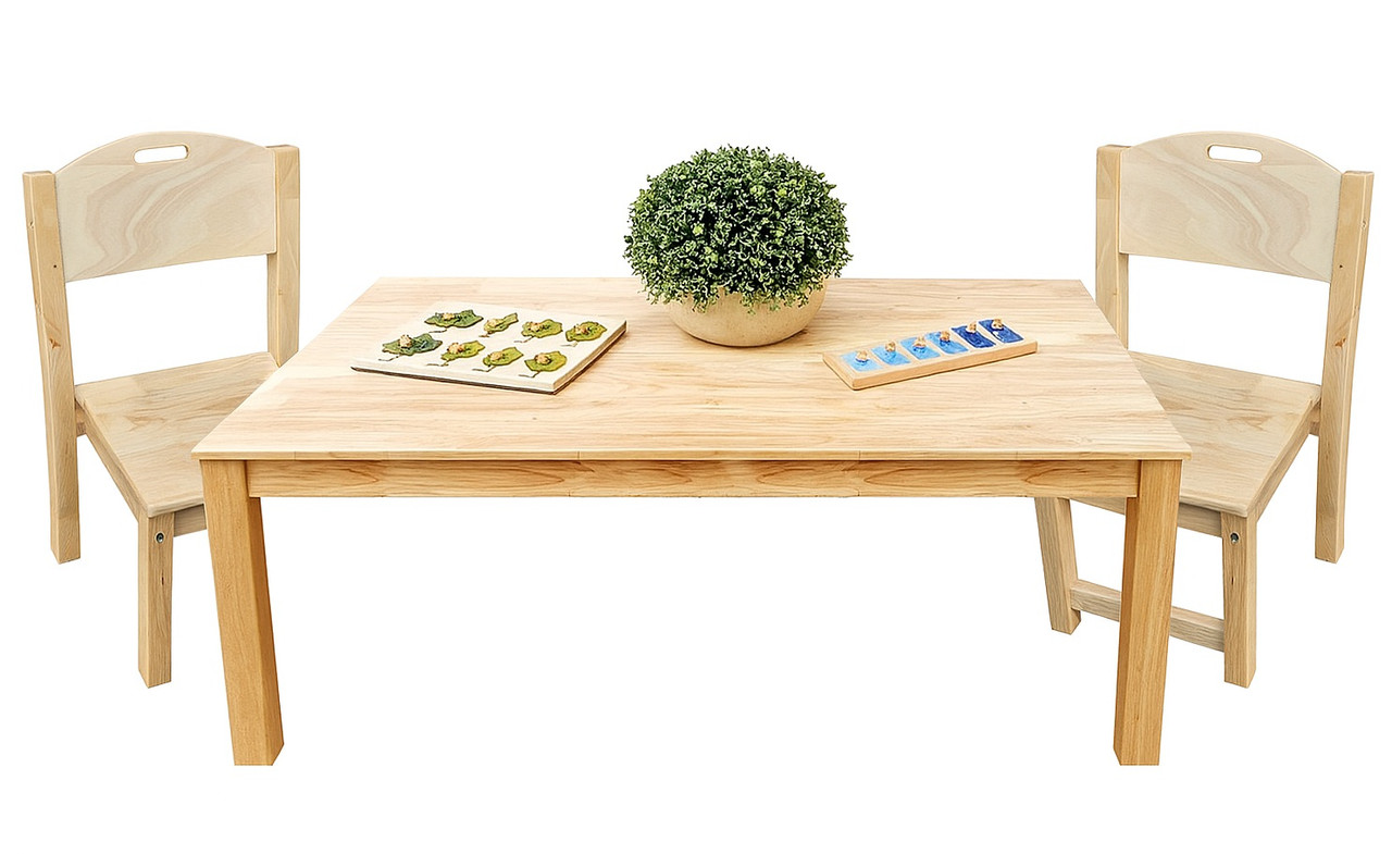 natural kids rectangle table and large chairs solid wood