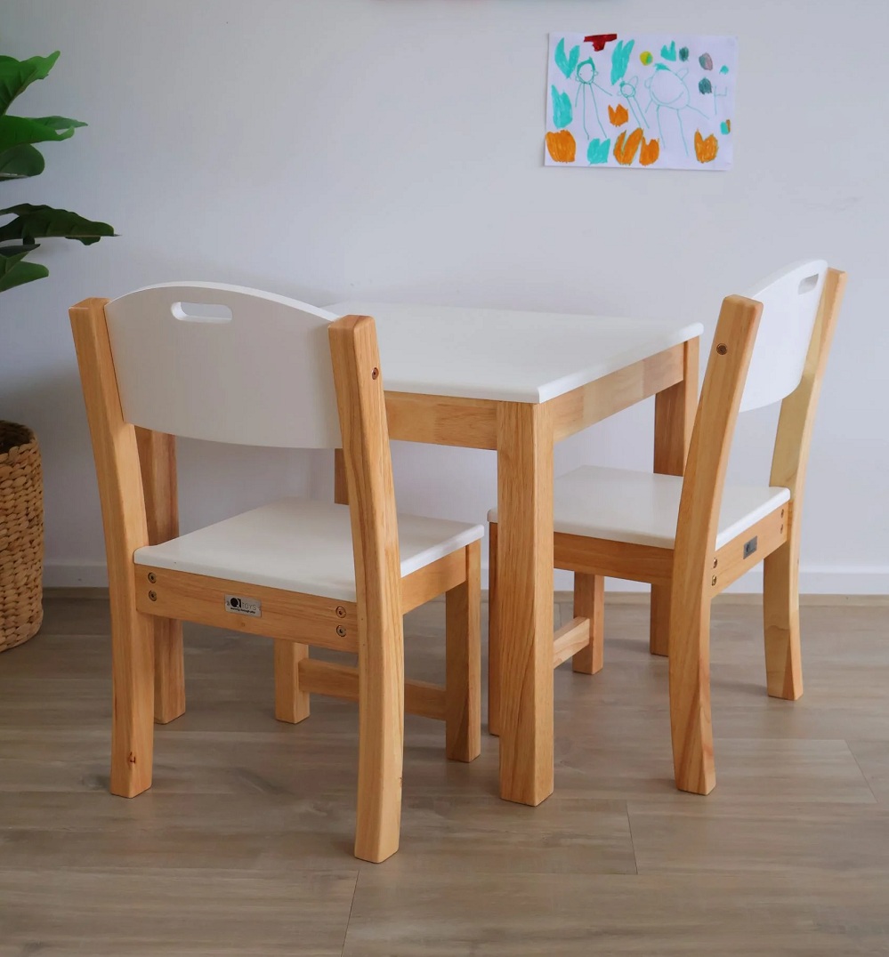 Qtoys Kids White Top Timber Table & Chairs 3 Qtoys Kids White Top Timber Table & Chairs 3
