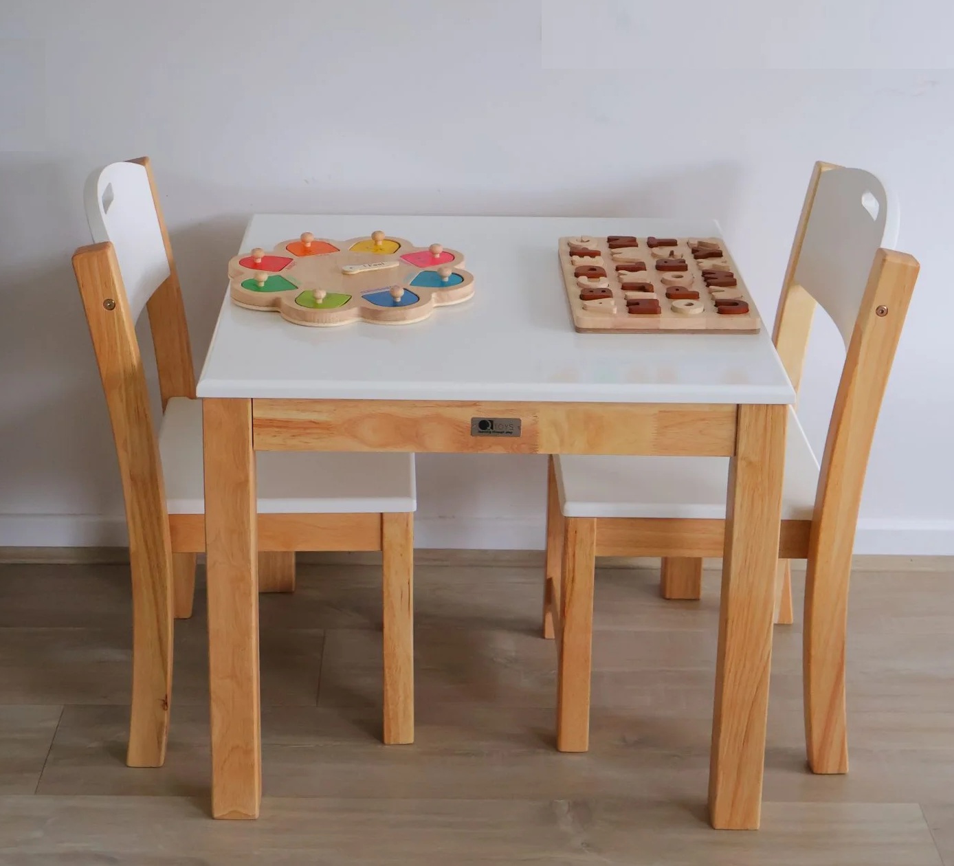 Qtoys Kids White Top Timber Table & Chairs Qtoys Kids White Top Timber Table & Chairs