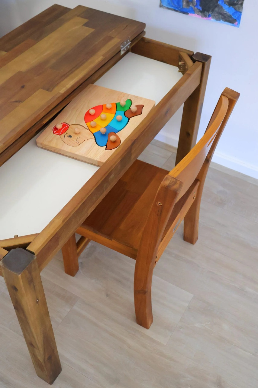 solid wooden kids desk with opening