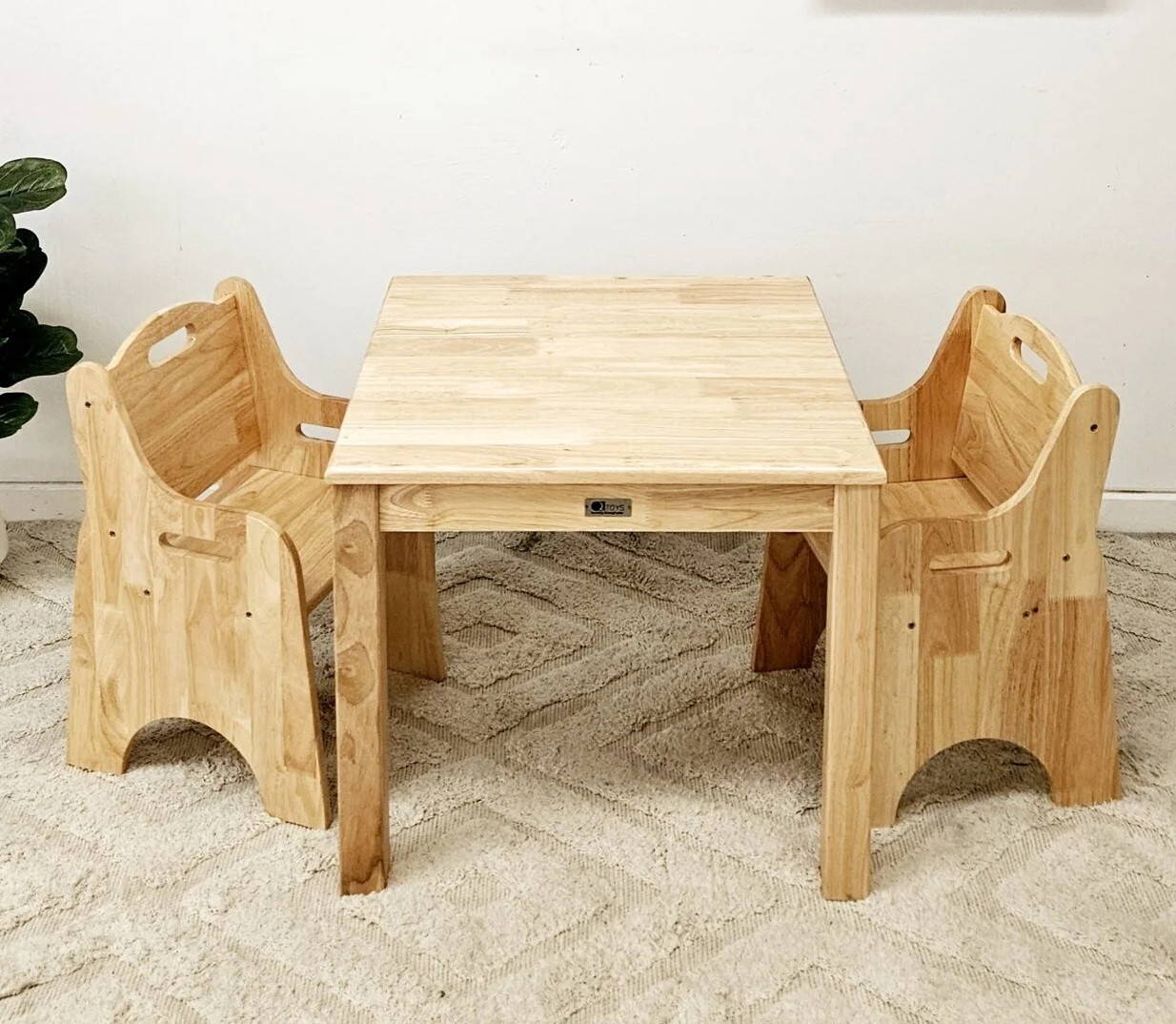kids wooden table and 2 toddler chairs