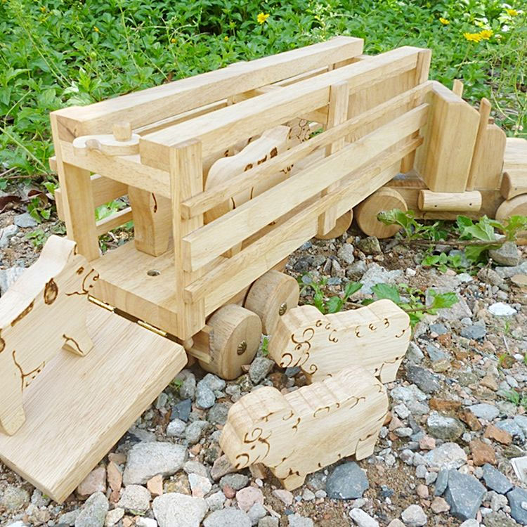 wooden truck with sheep