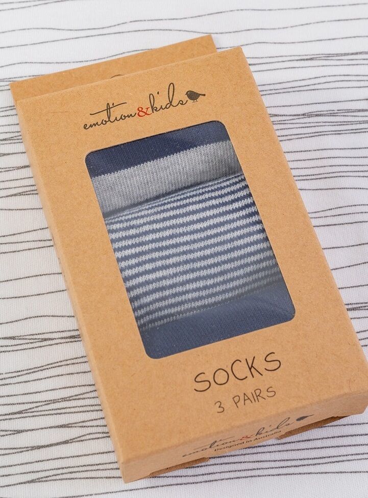Navy and Grey Stripe Baby Sock Set