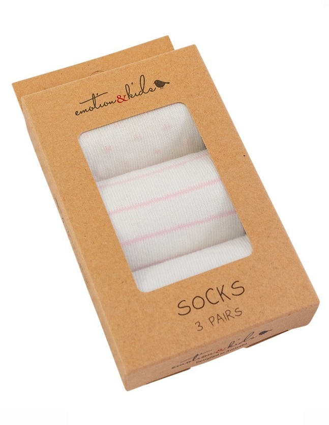 Pink Dots and Stripes on White Baby Sock Set